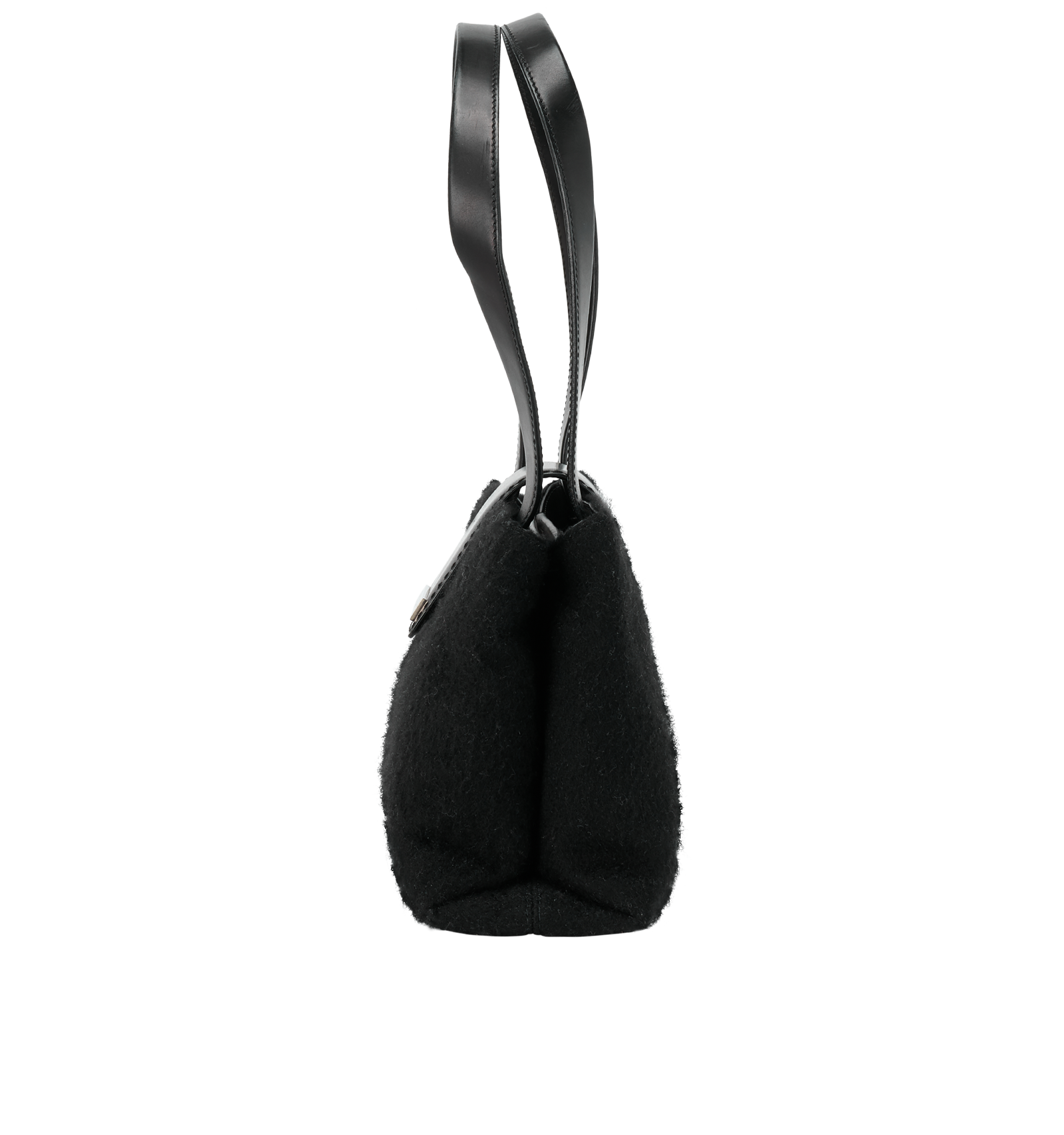 Shoulder Bag, &pound;160, Handbags, Black, Leather/Wool, Bottom view